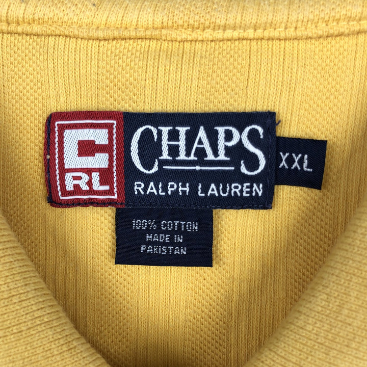Ralph Lauren CHAPS Short-Sleeve Striped Polo Shirt, Men's Size XXL (approx.) cotton yellow type Vintage Second Hand