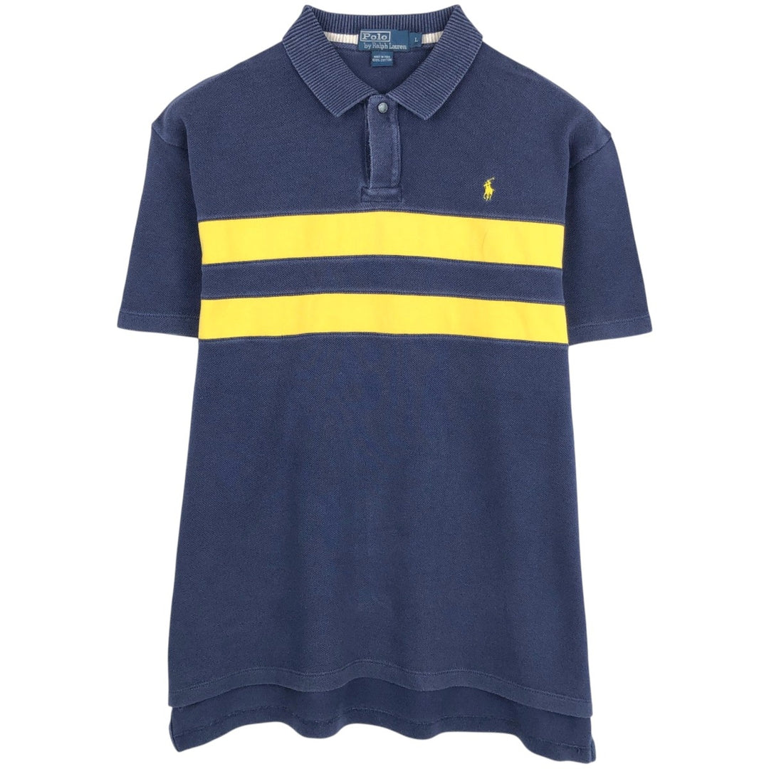 Ralph Lauren POLO by Ralph Lauren short sleeve polo shirt, men's size L cotton navy blue type Vintage Second Hand