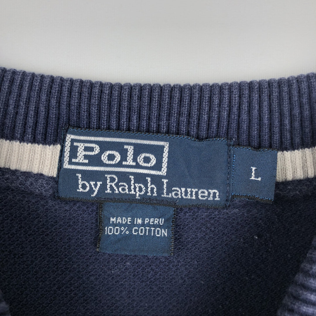 Ralph Lauren POLO by Ralph Lauren short sleeve polo shirt, men's size L cotton navy blue type Vintage Second Hand