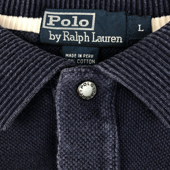 Ralph Lauren POLO by Ralph Lauren short sleeve polo shirt, men's size L cotton navy blue type Vintage Second Hand