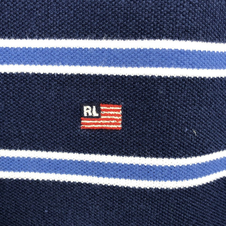 2000'S Ralph Lauren POLO JEANS COMPANY Multi-stripe Short-Sleeve Polo Shirt, Men's Size XL (approx.) cotton navy blue type Vintage Second Hand