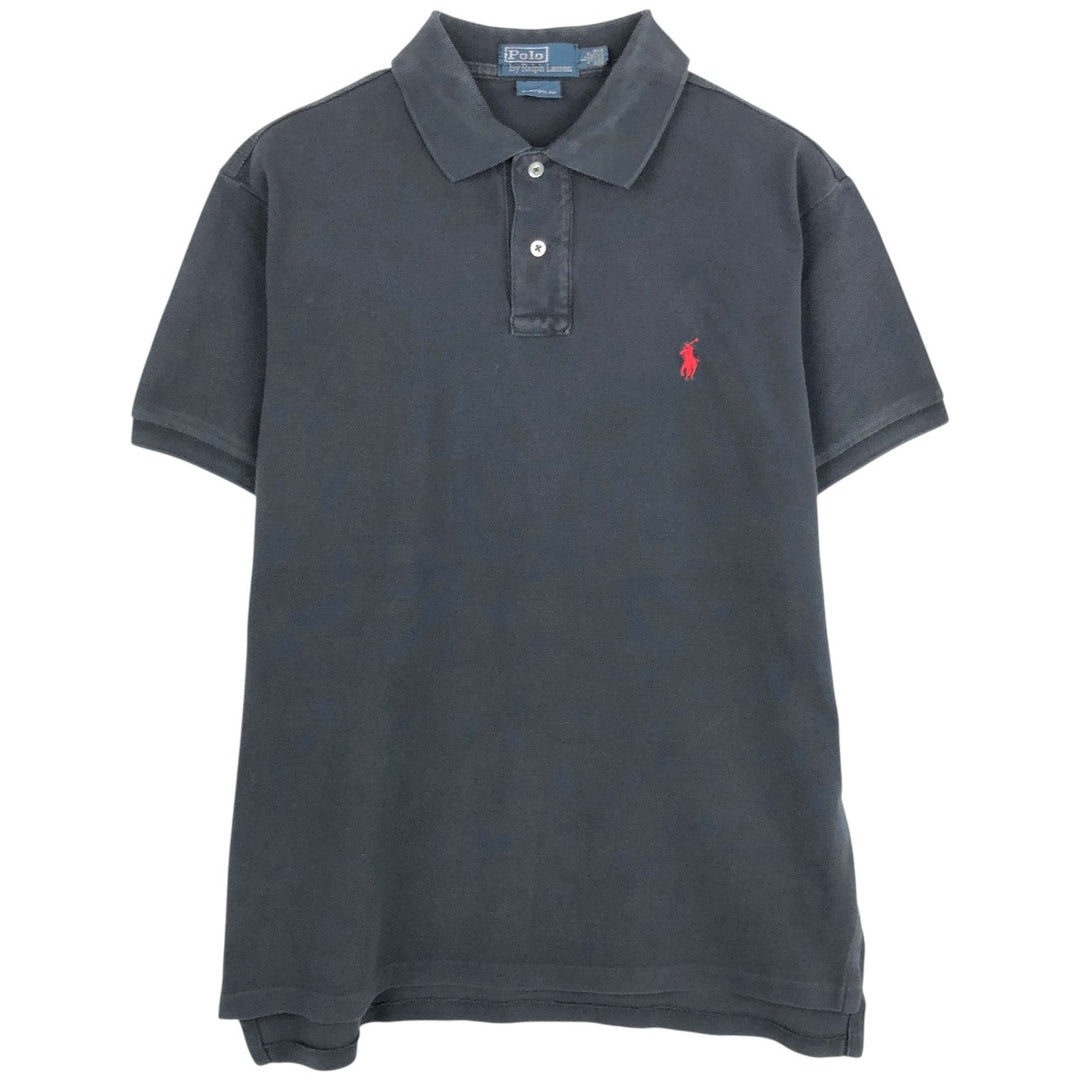 Ralph Lauren POLO by Ralph Lauren CUSTOM FIT short sleeve polo shirt, men's size L cotton black type Vintage Second Hand