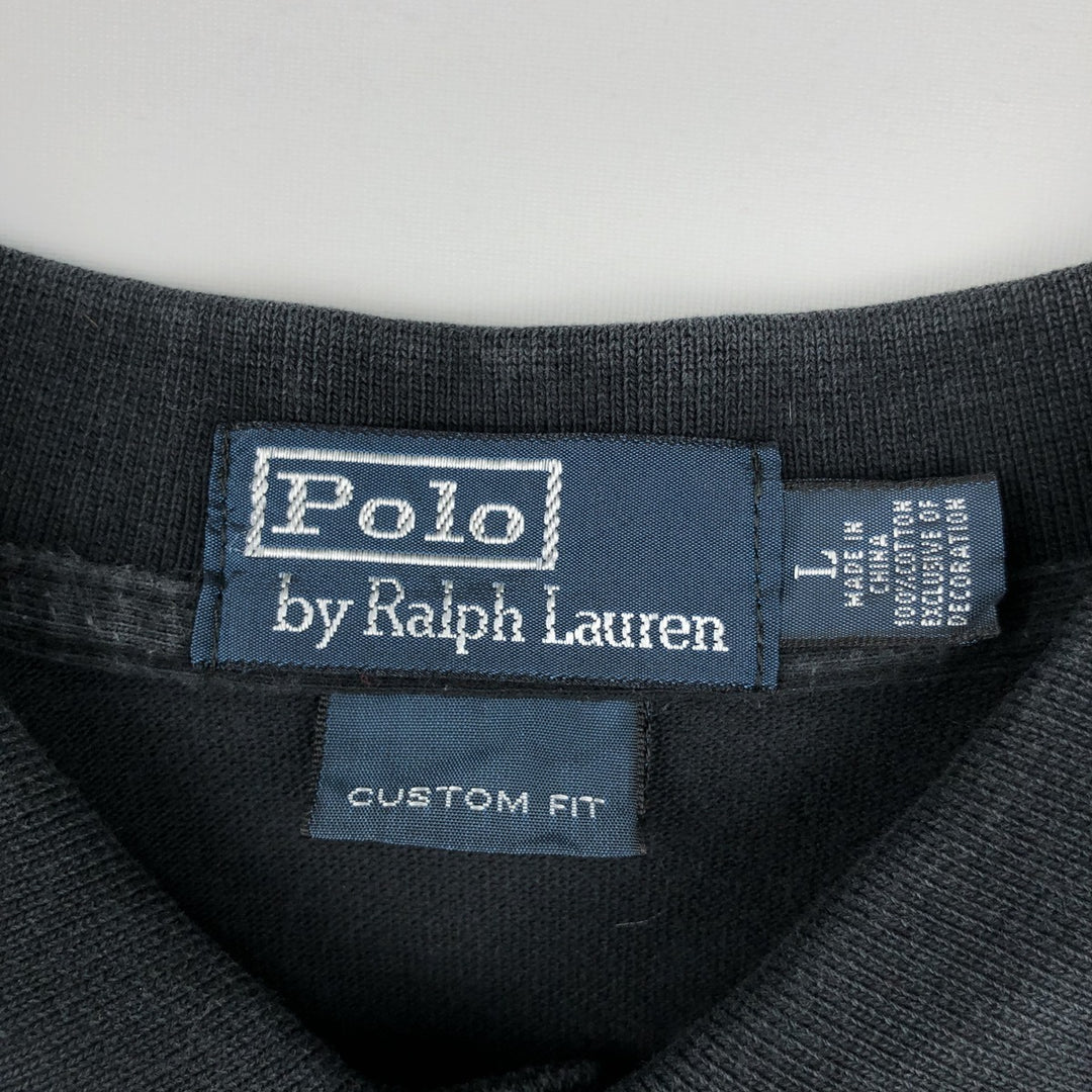 Ralph Lauren POLO by Ralph Lauren CUSTOM FIT short sleeve polo shirt, men's size L cotton black type Vintage Second Hand