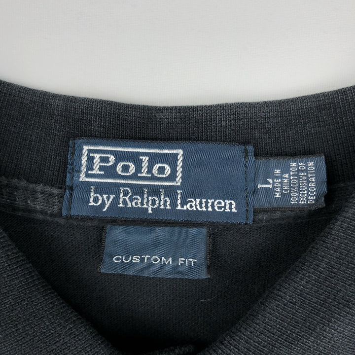 Ralph Lauren POLO by Ralph Lauren CUSTOM FIT short sleeve polo shirt, men's size L cotton black type Vintage Second Hand