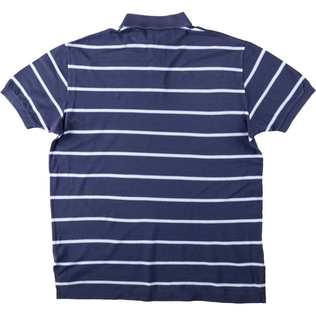 Ralph Lauren POLO by Ralph Lauren Multi-border short sleeve striped polo shirt Men's XL size Pima Cotton navy blue type Vintage Second Hand