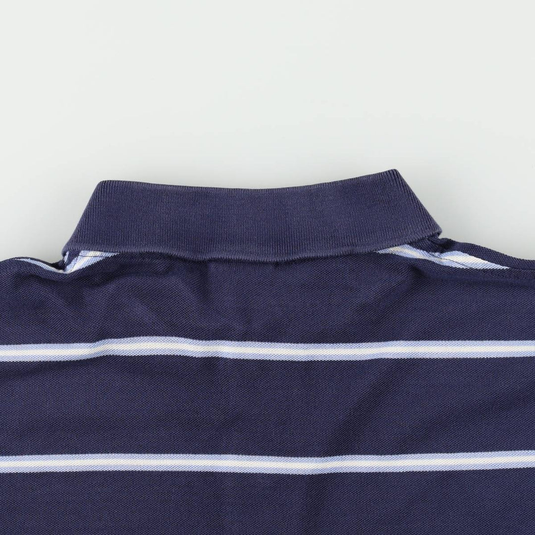 Ralph Lauren POLO by Ralph Lauren Multi-border short sleeve striped polo shirt Men's XL size Pima Cotton navy blue type Vintage Second Hand
