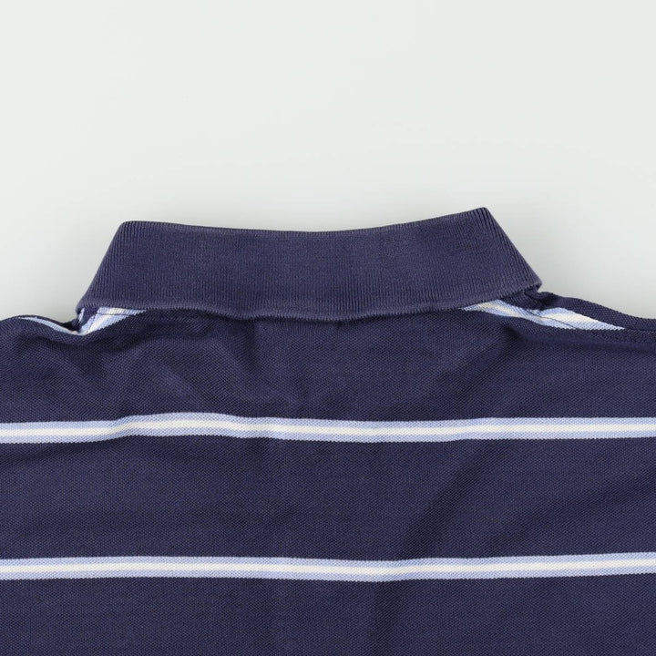 Ralph Lauren POLO by Ralph Lauren Multi-border short sleeve striped polo shirt Men's XL size Pima Cotton navy blue type Vintage Second Hand