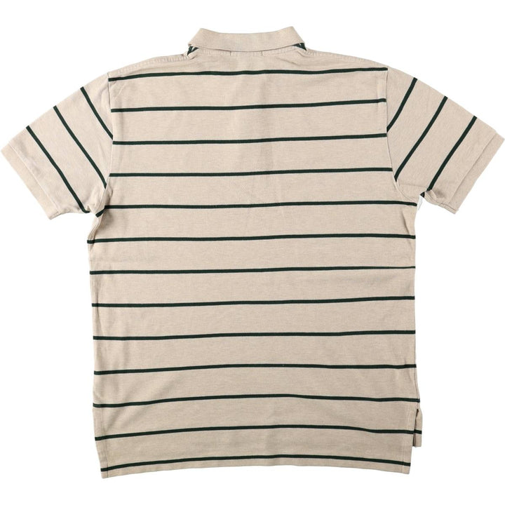 Ralph Lauren POLO by Ralph Lauren short sleeve striped polo shirt, men's size L cotton Beige type Vintage Second Hand