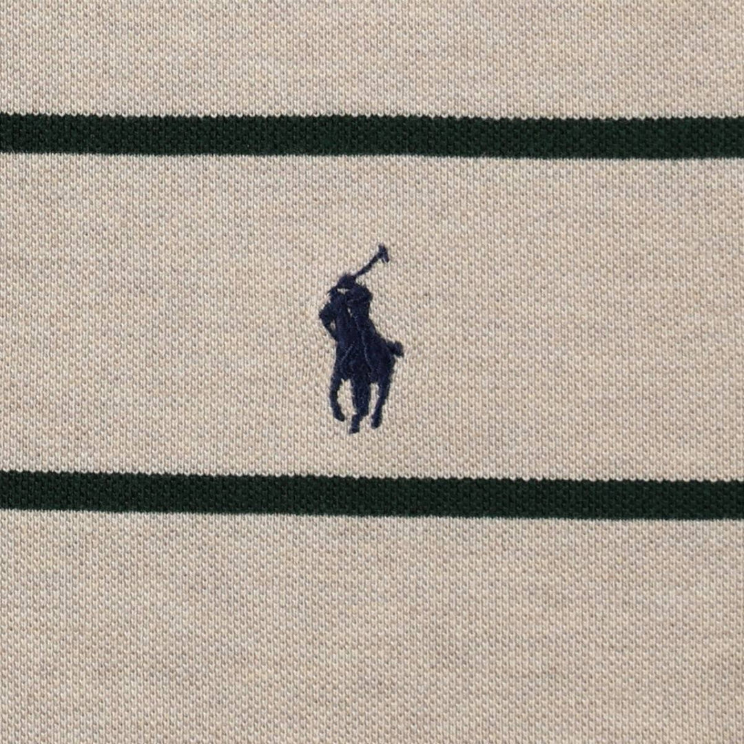 Ralph Lauren POLO by Ralph Lauren short sleeve striped polo shirt, men's size L cotton Beige type Vintage Second Hand