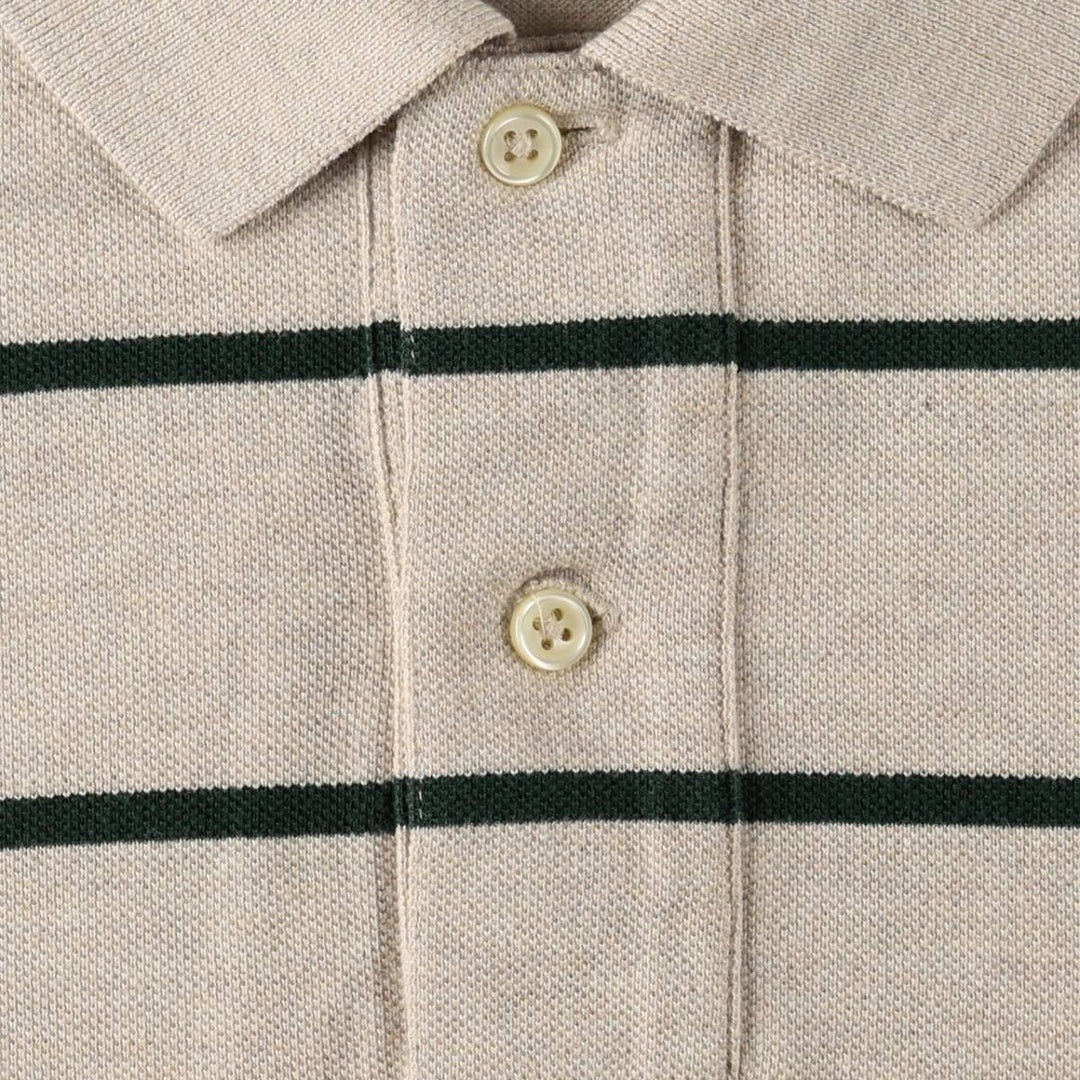 Ralph Lauren POLO by Ralph Lauren short sleeve striped polo shirt, men's size L cotton Beige type Vintage Second Hand