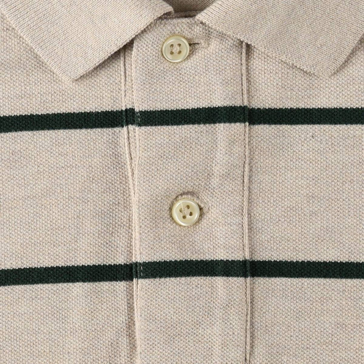 Ralph Lauren POLO by Ralph Lauren short sleeve striped polo shirt, men's size L cotton Beige type Vintage Second Hand