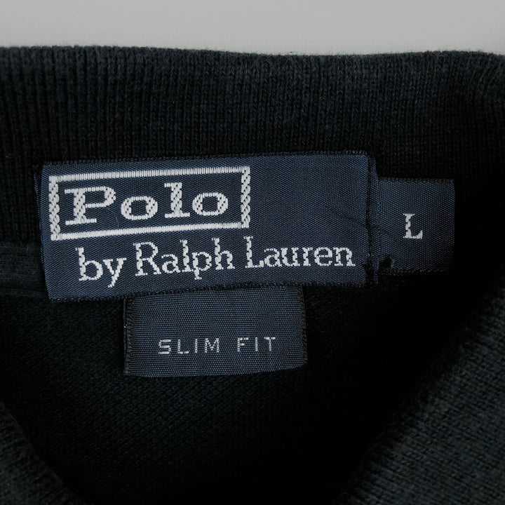 Ralph Lauren POLO RALPH LAUREN SLIM FIT short sleeve polo shirt, men's size L cotton black type Vintage Second Hand