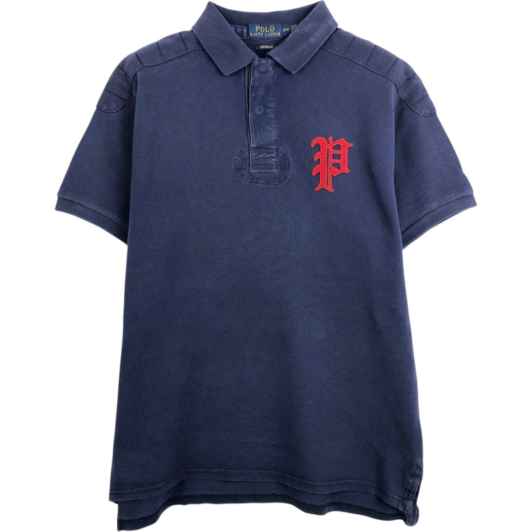 Ralph Lauren POLO RALPH LAUREN CUSTOM FIT Short-Sleeve Rugby Shirt, Men's Size M (approx.) cotton navy blue type Vintage Second Hand