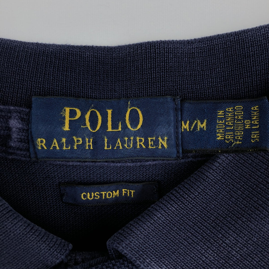 Ralph Lauren POLO RALPH LAUREN CUSTOM FIT Short-Sleeve Rugby Shirt, Men's Size M (approx.) cotton navy blue type Vintage Second Hand