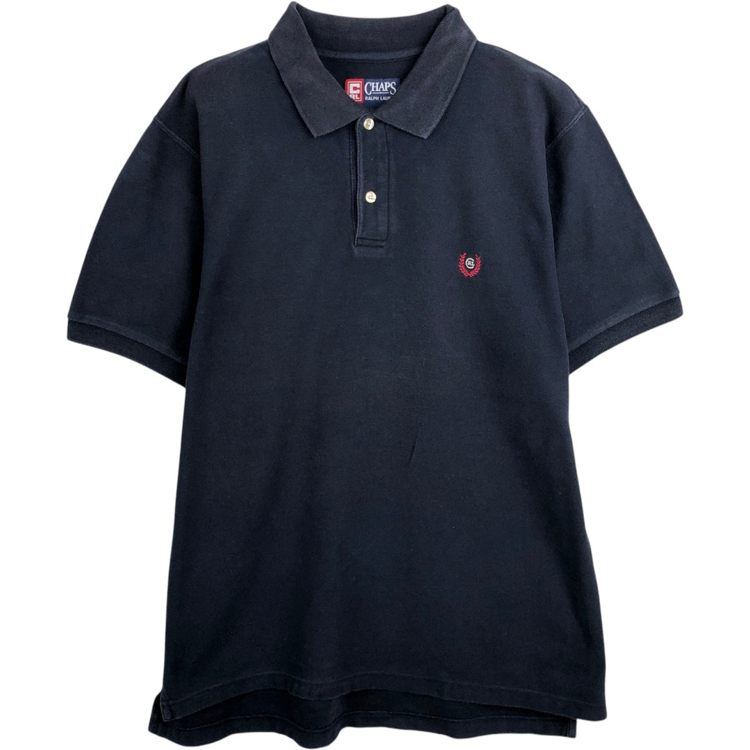 Ralph Lauren CHAPS short sleeve polo shirt, men's size L cotton navy blue type Vintage Second Hand
