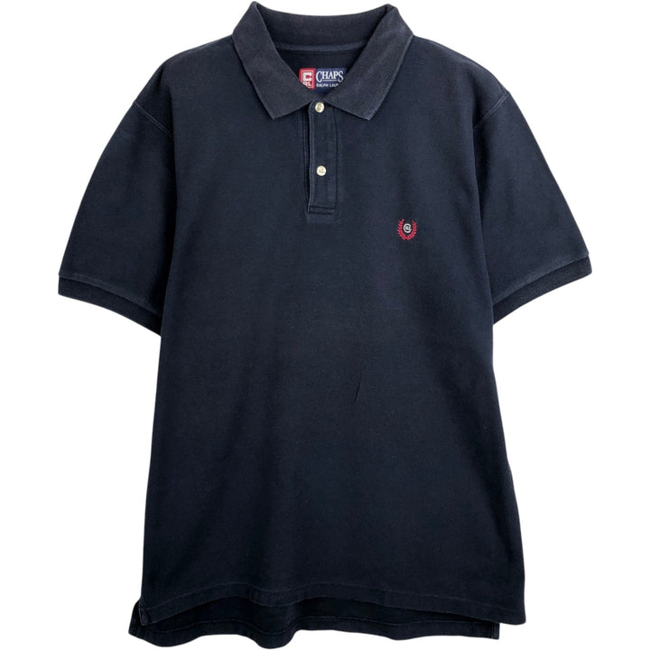 Ralph Lauren CHAPS short sleeve polo shirt, men's size L cotton navy blue type Vintage Second Hand