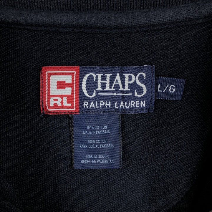 Ralph Lauren CHAPS short sleeve polo shirt, men's size L cotton navy blue type Vintage Second Hand