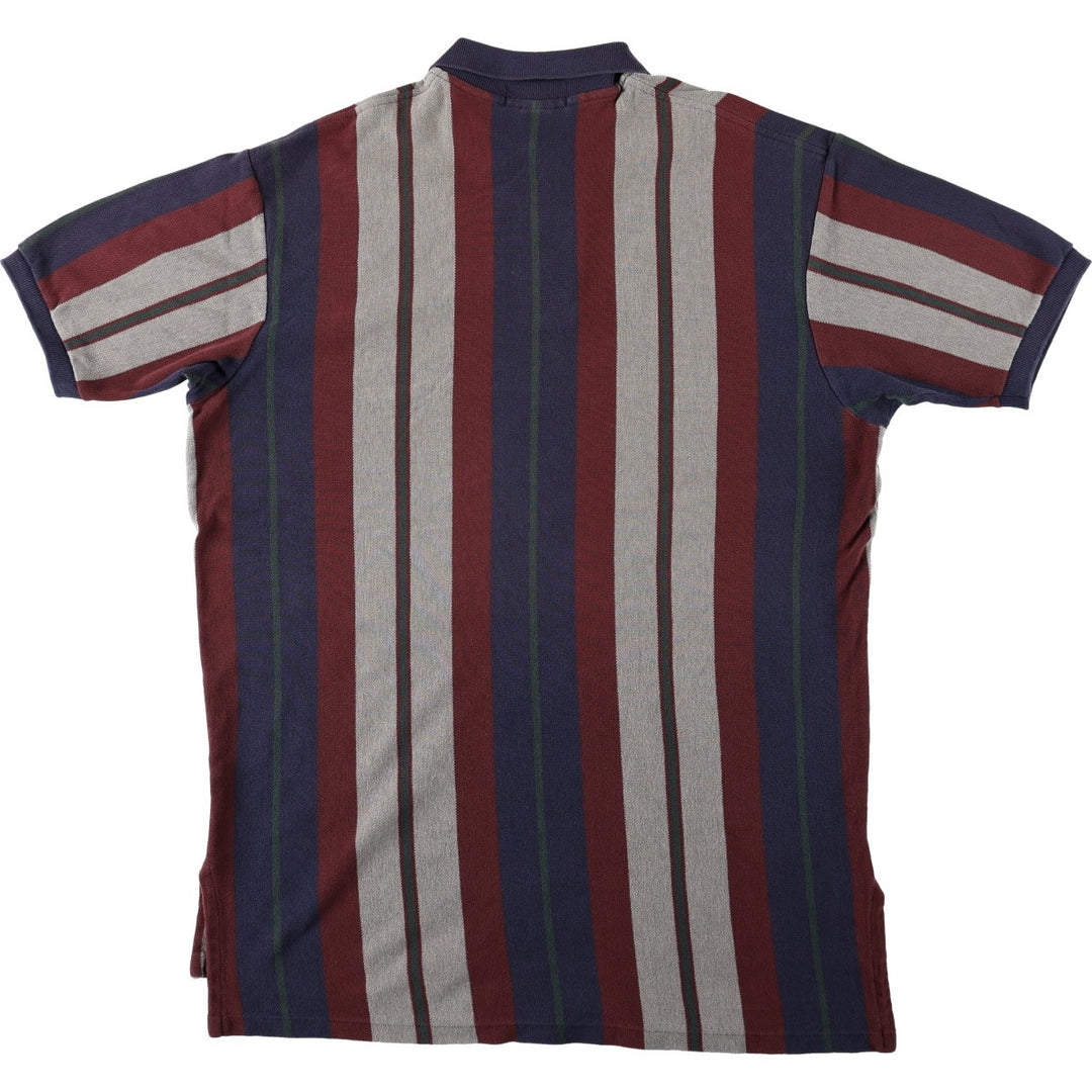 Ralph Lauren POLO by Ralph Lauren Multi-stripe Short-Sleeve Polo Shirt, Made in USA, Men's Size L (approx.) cotton navy blue type Vintage Second Hand