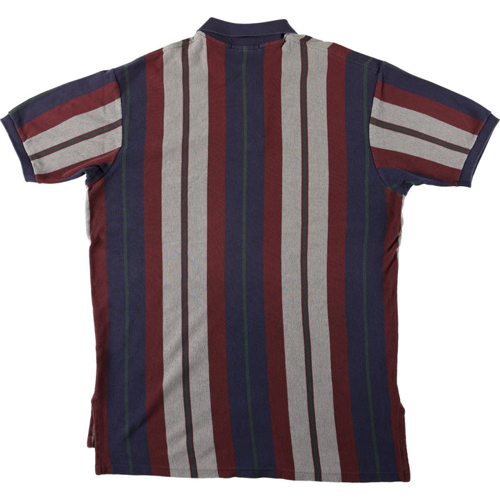 Ralph Lauren POLO by Ralph Lauren Multi-stripe Short-Sleeve Polo Shirt, Made in USA, Men's Size L (approx.) cotton navy blue type Vintage Second Hand
