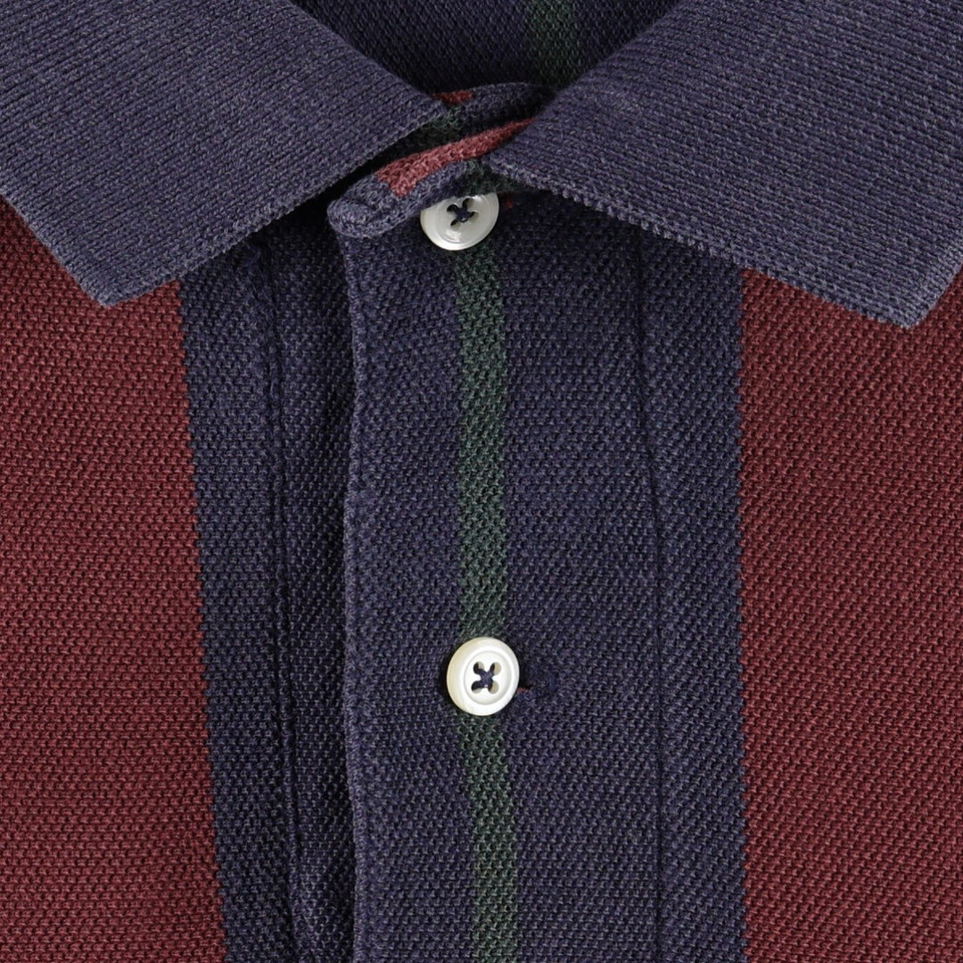 Ralph Lauren POLO by Ralph Lauren Multi-stripe Short-Sleeve Polo Shirt, Made in USA, Men's Size L (approx.) cotton navy blue type Vintage Second Hand