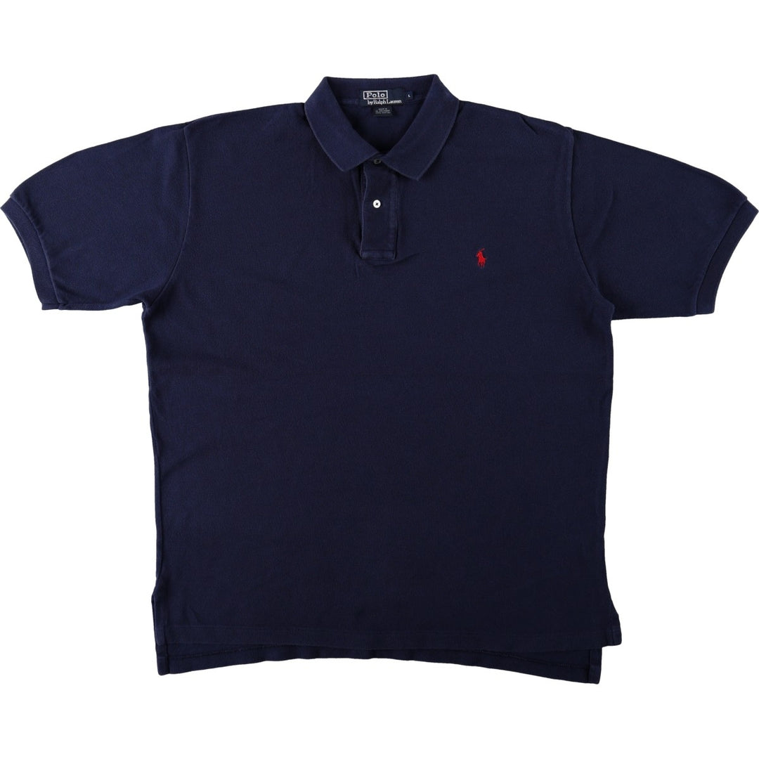 Ralph Lauren POLO by Ralph Lauren short sleeve polo shirt, men's size L cotton navy blue type Vintage Second Hand