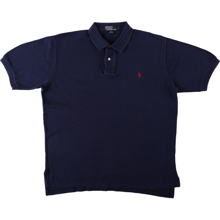 Ralph Lauren POLO by Ralph Lauren short sleeve polo shirt, men's size L cotton navy blue type Vintage Second Hand
