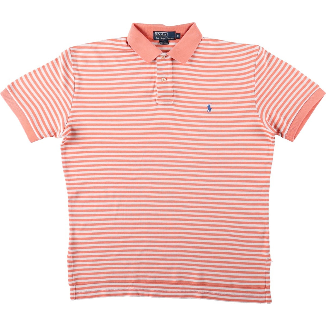 Ralph Lauren POLO by Ralph Lauren short sleeve striped polo shirt, size S for men cotton orange type Vintage Second Hand