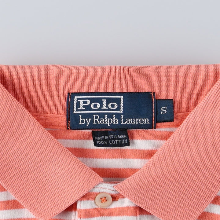 Ralph Lauren POLO by Ralph Lauren short sleeve striped polo shirt, size S for men cotton orange type Vintage Second Hand