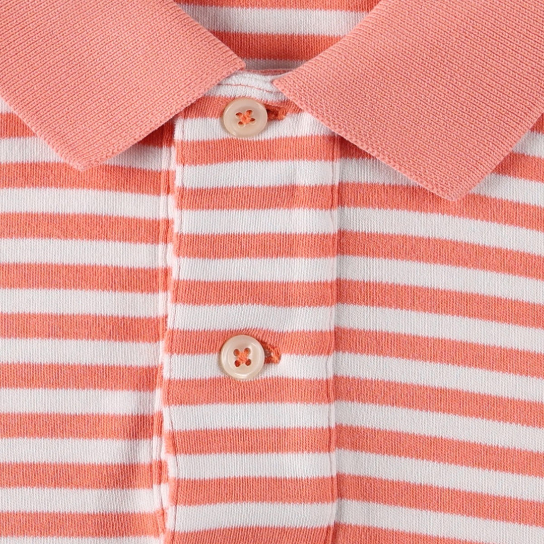 Ralph Lauren POLO by Ralph Lauren short sleeve striped polo shirt, size S for men cotton orange type Vintage Second Hand