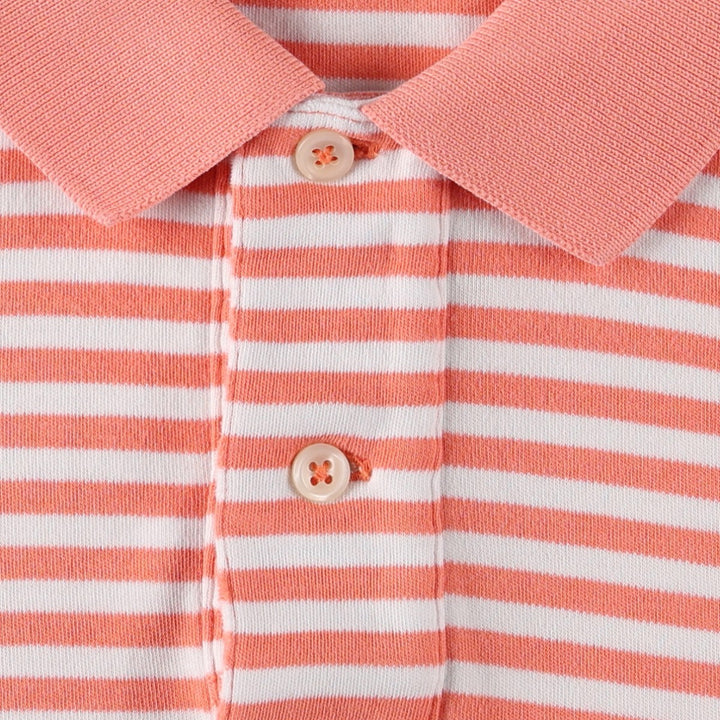 Ralph Lauren POLO by Ralph Lauren short sleeve striped polo shirt, size S for men cotton orange type Vintage Second Hand