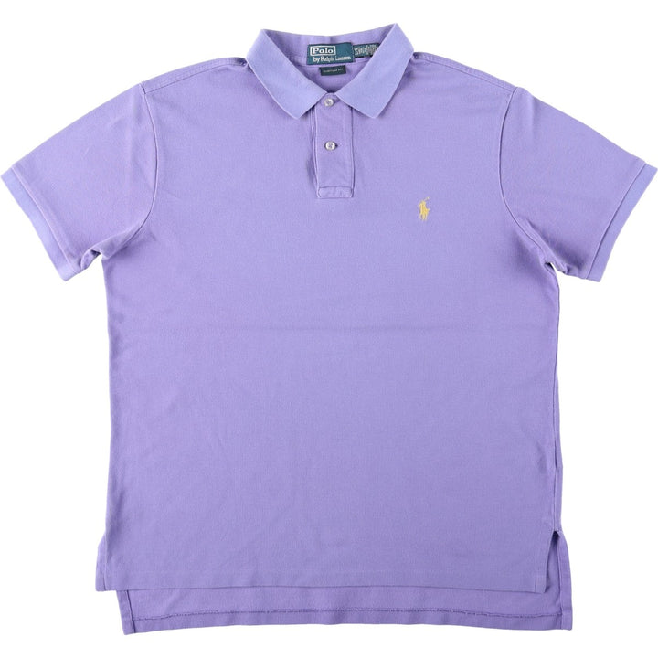 Ralph Lauren POLO by Ralph Lauren CUSTOM FIT short sleeve polo shirt, men's size L cotton purple type Vintage Second Hand