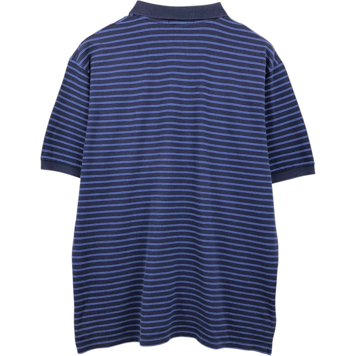 Ralph Lauren POLO by Ralph Lauren Striped Short-Sleeve Polo Shirt, Men's Size XXL (approx.) cotton navy blue type Vintage Second Hand
