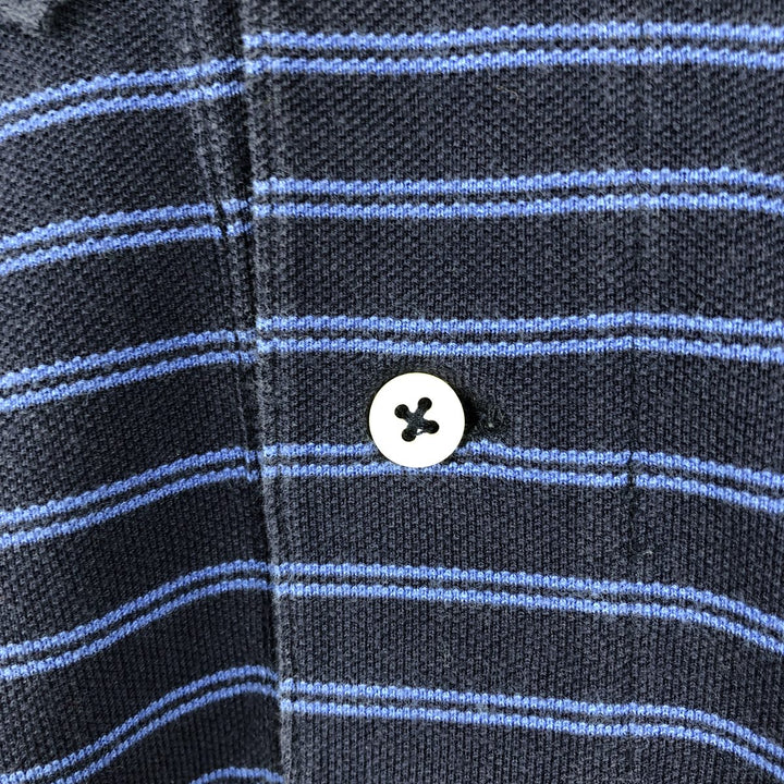 Ralph Lauren POLO by Ralph Lauren Striped Short-Sleeve Polo Shirt, Men's Size XXL (approx.) cotton navy blue type Vintage Second Hand