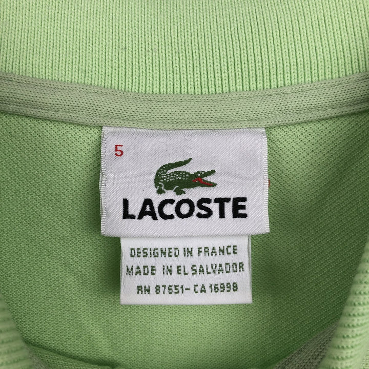 90s-00'S Lacoste French-designed short-sleeved polo shirt, size 5 (equivalent to men's L), vintage. cotton green type yellow green Vintage Second Hand