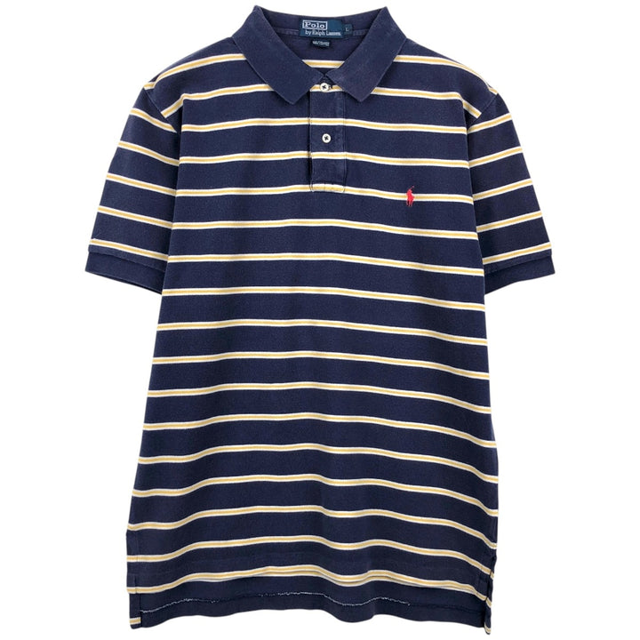 Ralph Lauren POLO by Ralph Lauren short sleeve striped polo shirt, men's size L cotton navy blue type Vintage Second Hand