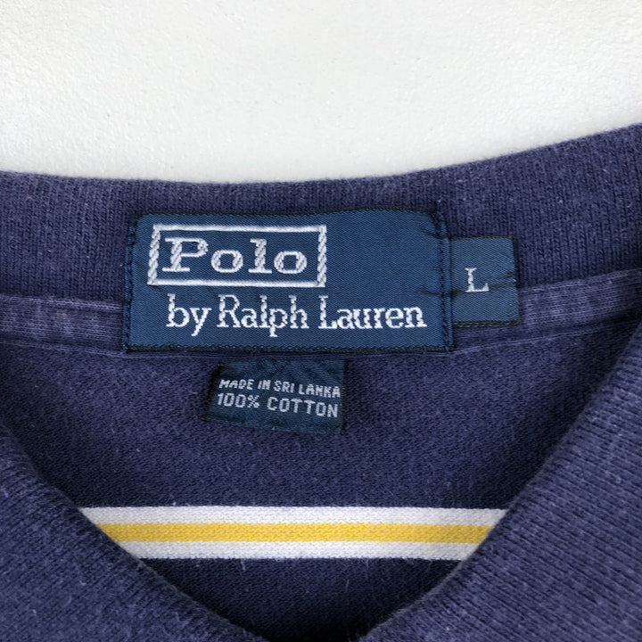 Ralph Lauren POLO by Ralph Lauren short sleeve striped polo shirt, men's size L cotton navy blue type Vintage Second Hand