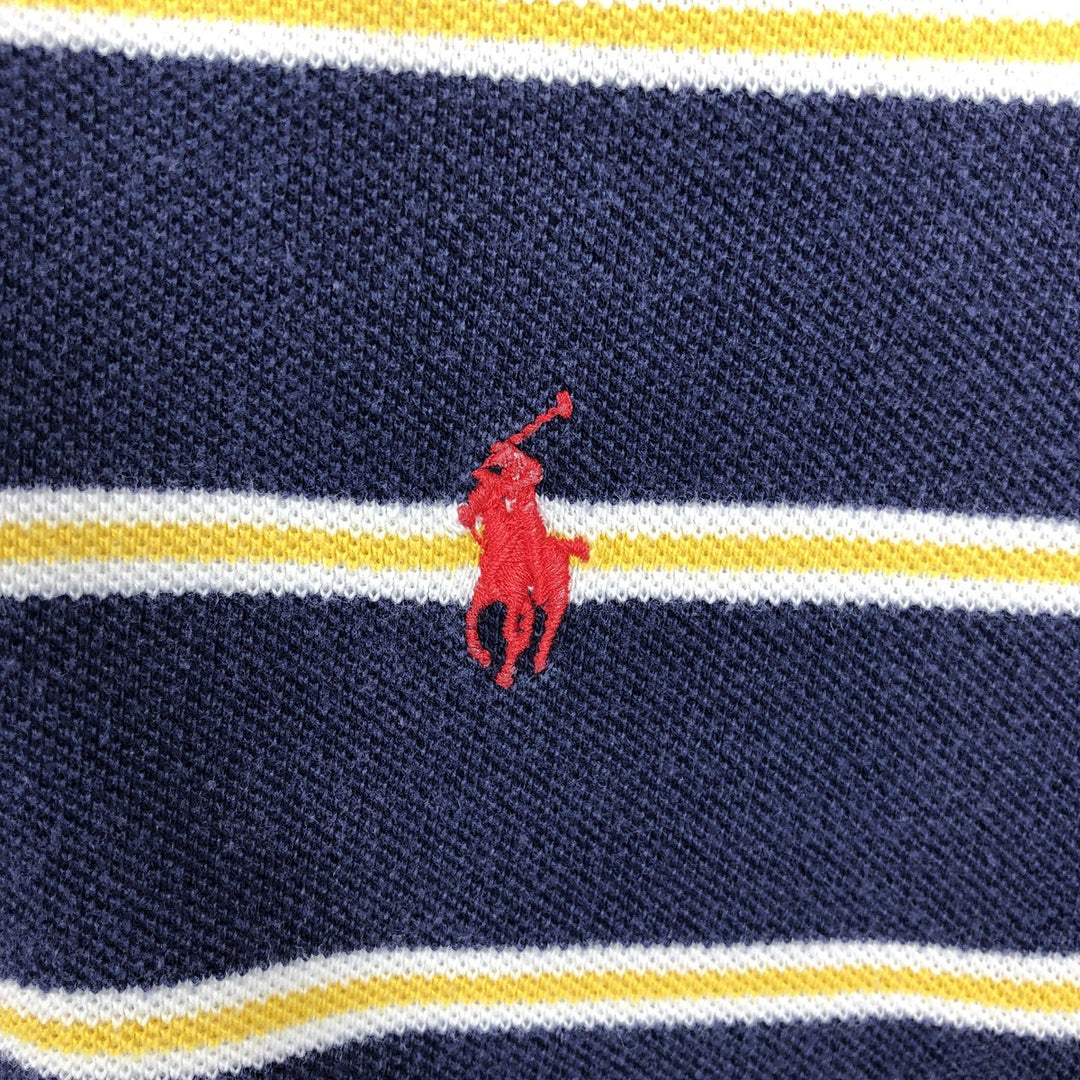 Ralph Lauren POLO by Ralph Lauren short sleeve striped polo shirt, men's size L cotton navy blue type Vintage Second Hand