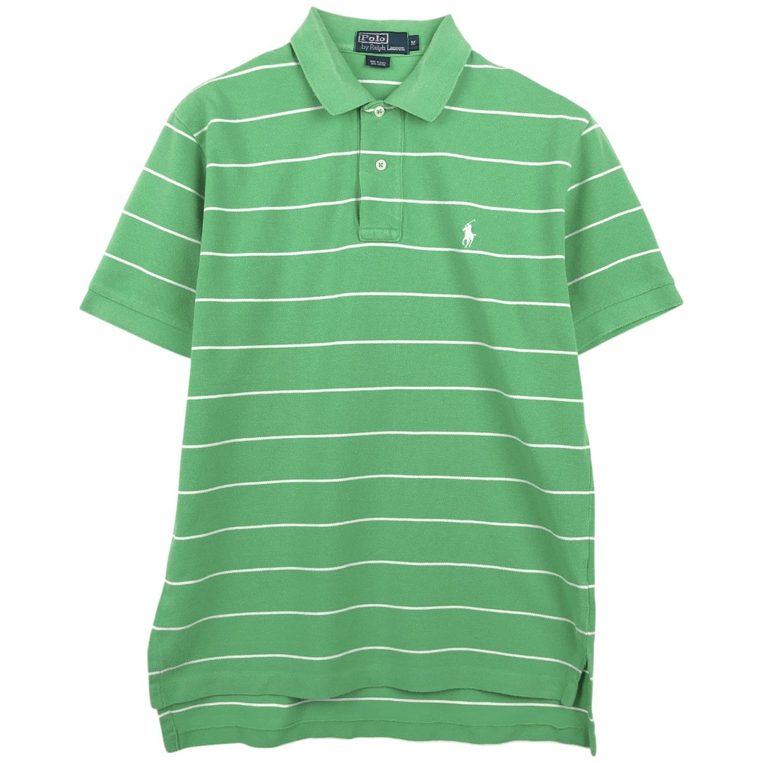 Ralph Lauren POLO by Ralph Lauren short sleeve striped polo shirt, men's size M cotton green type Vintage Second Hand