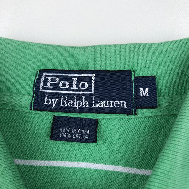 Ralph Lauren POLO by Ralph Lauren short sleeve striped polo shirt, men's size M cotton green type Vintage Second Hand