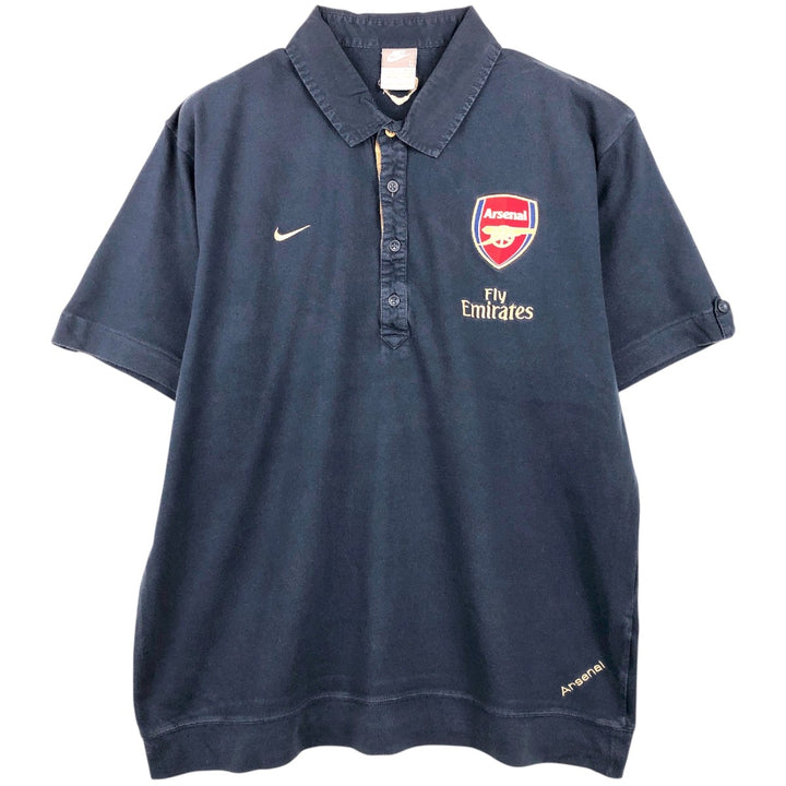 2000'S Nike Premier League Arsenal FC color-block short-sleeved polo shirt, men's size L (approx.) unclear navy blue type Vintage Second Hand