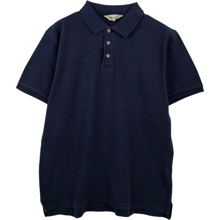 90s-00'S Eddie Bauer short-sleeved polo shirt, men's size S equivalent, vintage. cotton navy blue type Vintage Second Hand