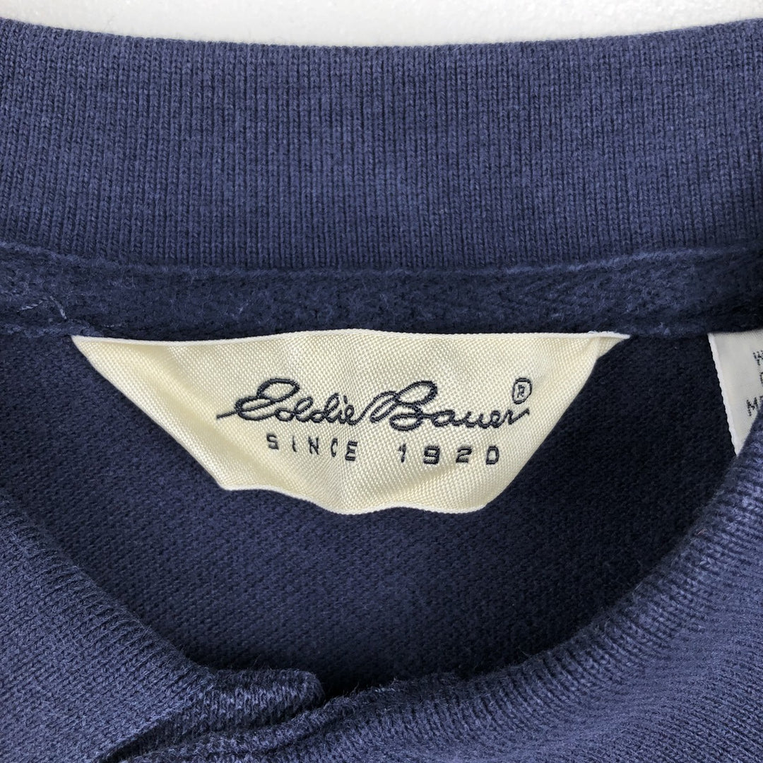 90s-00'S Eddie Bauer short-sleeved polo shirt, men's size S equivalent, vintage. cotton navy blue type Vintage Second Hand