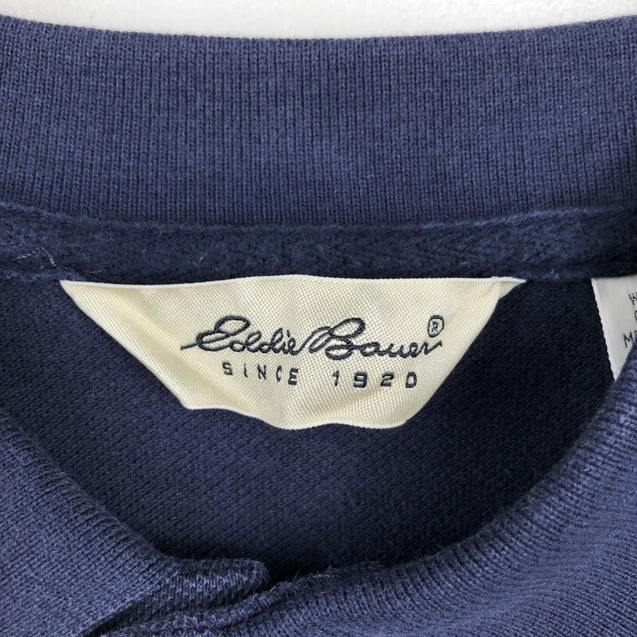 90s-00'S Eddie Bauer short-sleeved polo shirt, men's size S equivalent, vintage. cotton navy blue type Vintage Second Hand