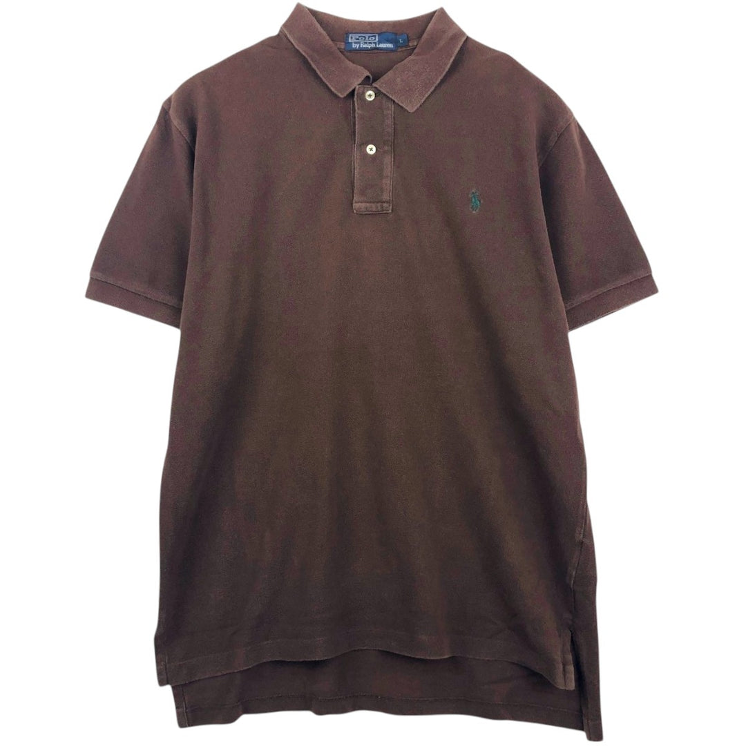 Ralph Lauren POLO by Ralph Lauren short sleeve polo shirt, men's size L cotton dark chocolate Vintage Second Hand