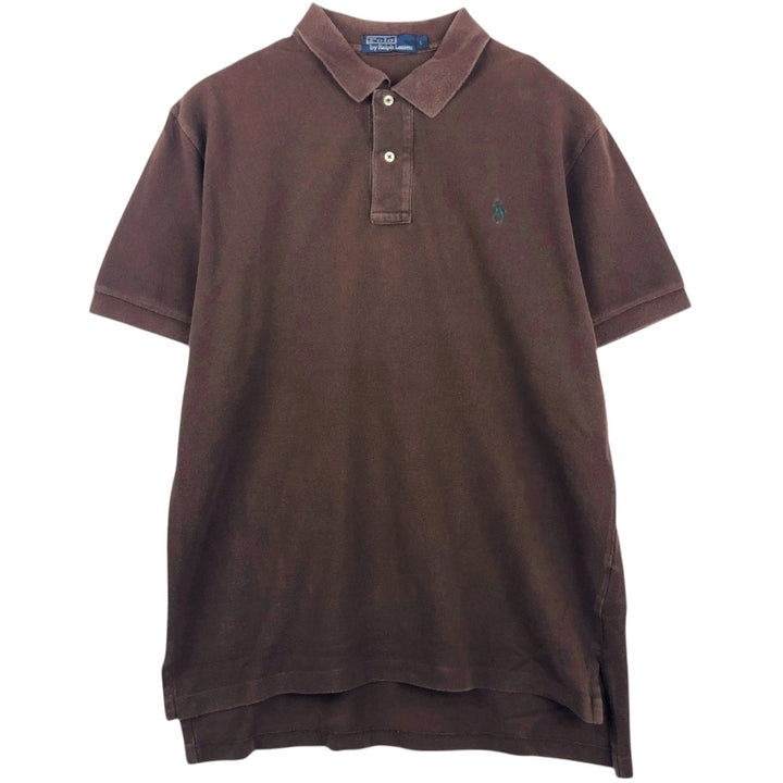 Ralph Lauren POLO by Ralph Lauren short sleeve polo shirt, men's size L cotton dark chocolate Vintage Second Hand