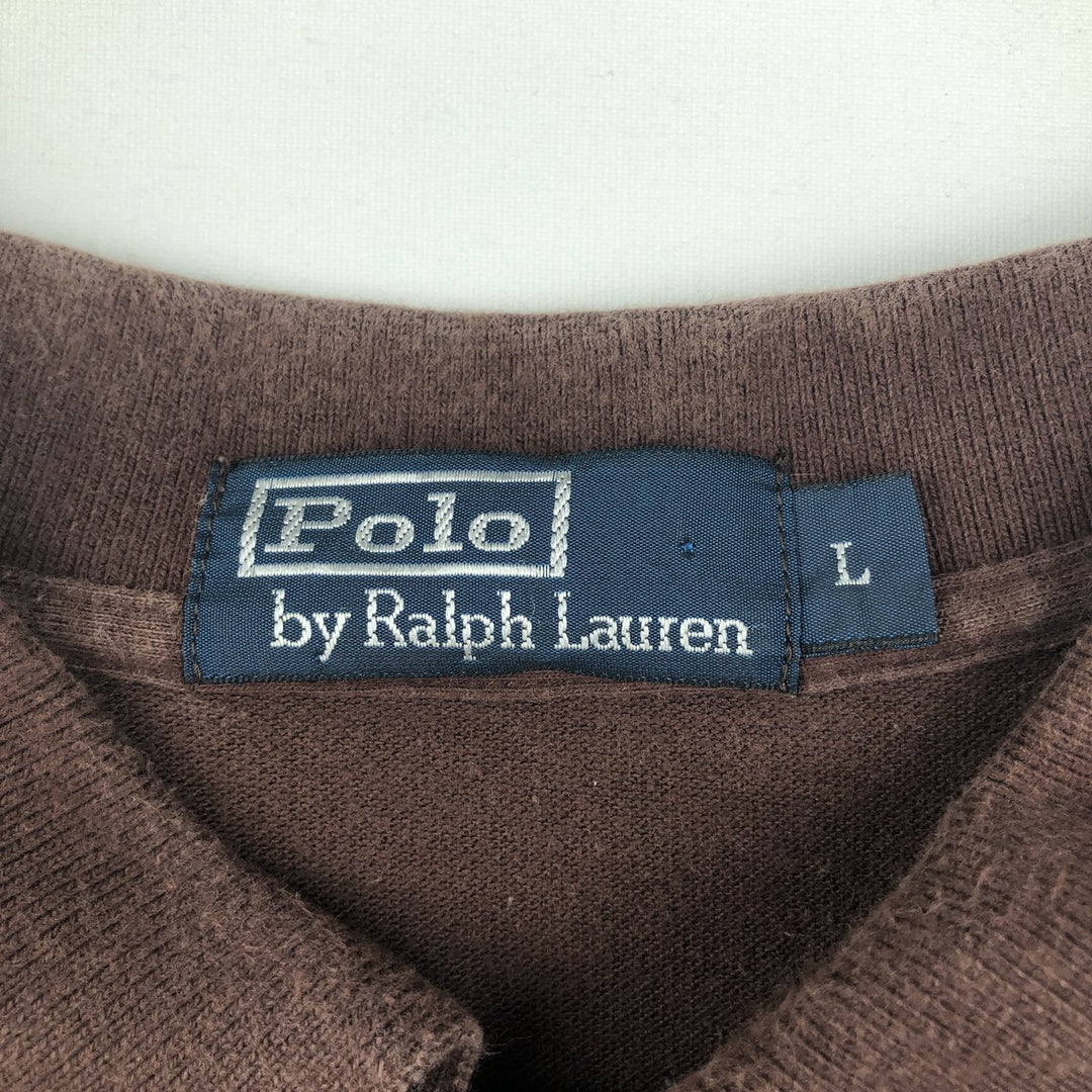 Ralph Lauren POLO by Ralph Lauren short sleeve polo shirt, men's size L cotton dark chocolate Vintage Second Hand