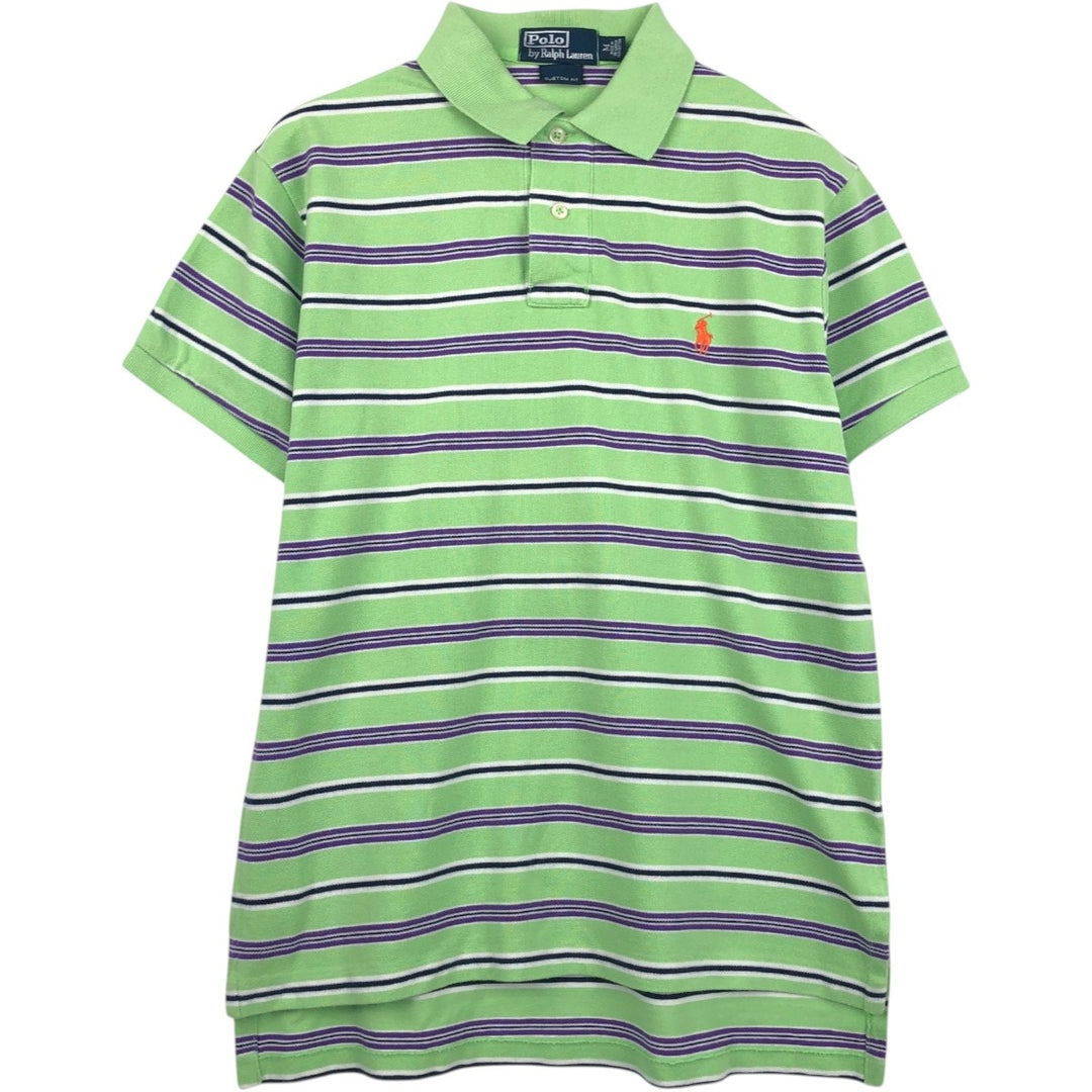 Ralph Lauren POLO by Ralph Lauren CUSTOM FIT Multi-border short sleeve border polo shirt Men's M size cotton Mint green Vintage Second Hand