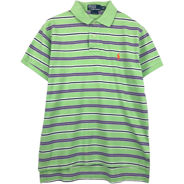 Ralph Lauren POLO by Ralph Lauren CUSTOM FIT Multi-border short sleeve border polo shirt Men's M size cotton Mint green Vintage Second Hand