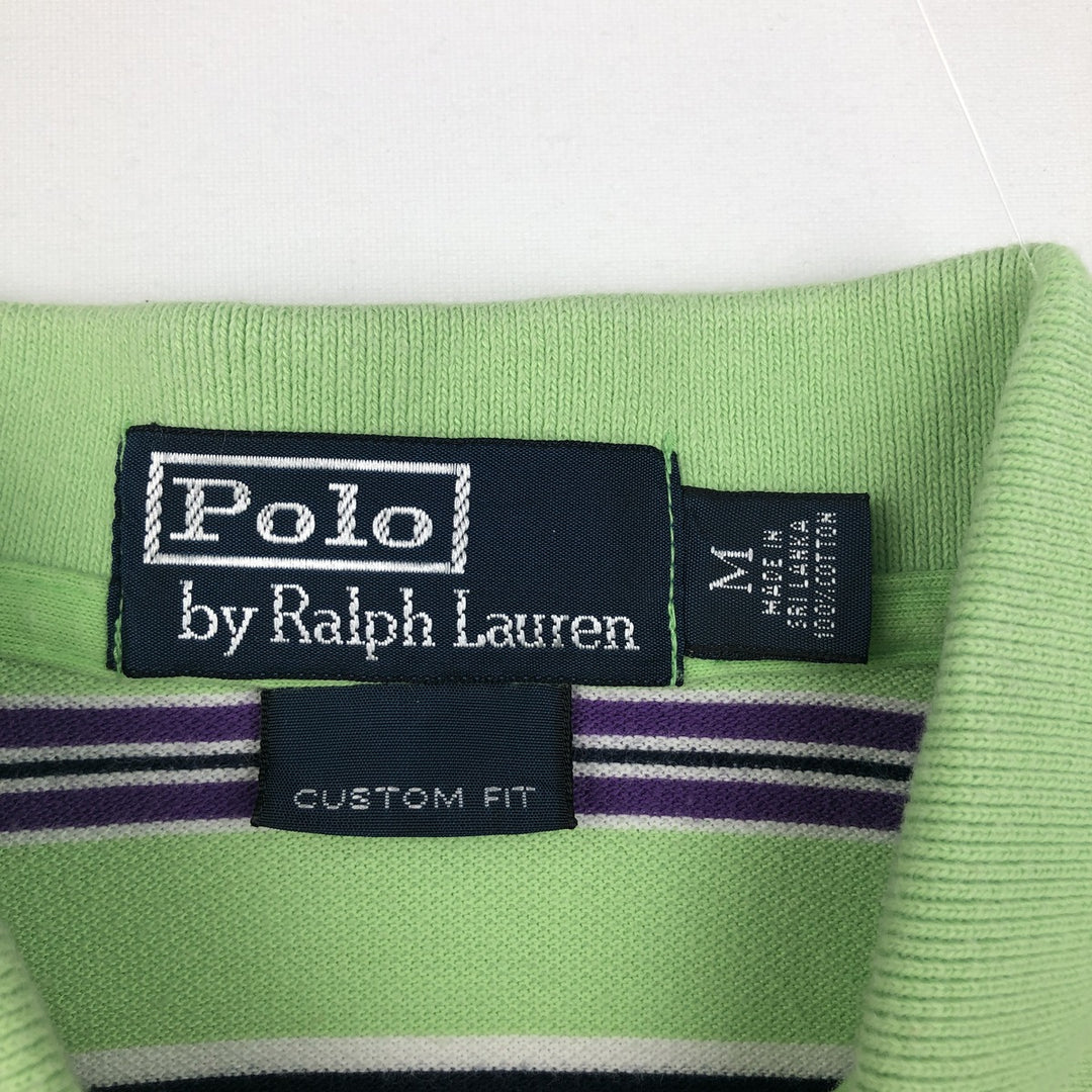 Ralph Lauren POLO by Ralph Lauren CUSTOM FIT Multi-border short sleeve border polo shirt Men's M size cotton Mint green Vintage Second Hand