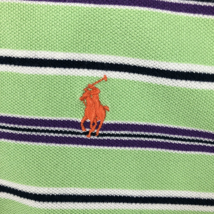 Ralph Lauren POLO by Ralph Lauren CUSTOM FIT Multi-border short sleeve border polo shirt Men's M size cotton Mint green Vintage Second Hand